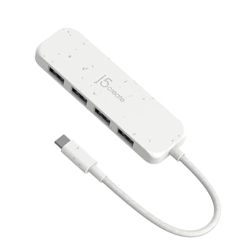 Image of j5create 4-in-1 USB-C to 4-Port Type-A Hub(Eco-Friendly), 4 USB-A with 10Gbps SuperSpeed, USB-C Dongle | Compatible with MacBook Pro, MacBook Air, iPad, Mac Mini and More Type C Devices(JCH341EW)