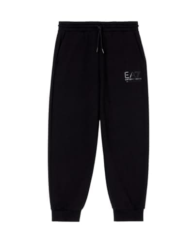 Image of Emporio Armani EA7 7W000423 Women's Visibility Jogger Trousers in Cotton Blend Plush, Black, L
