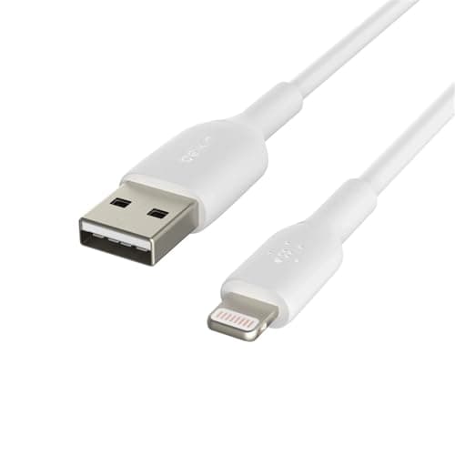 Image of Belkin CAA001bt2MWH Lightning Cable (Boost Charge Lightning to USB Cable for iPhone, iPad, AirPods) MFi-Certified iPhone Charging Cable, White, 2 m