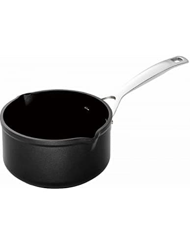 Image of LE CREUSET Toughened Non-Stick 16cm Milk Pan w/ 2 Pouring spouts, Aluminium, 51109160010002, Black