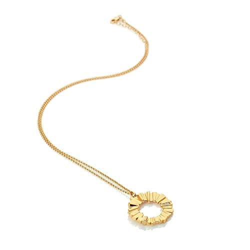 Image of Believe Sterling Silver Circle Pendant in 18ct Gold Plated 925 Sterling Silver – Unique Layered Design with Genuine Hand‑Set Diamond | Statement Necklace For Women | 26mm Statement Necklace