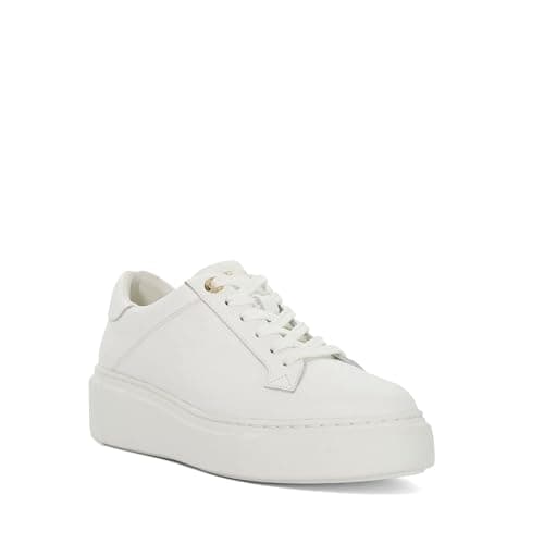 Image of Dune London Ladies EVIENNE Leather Lace-Up Chunky Trainers Size UK 5 White