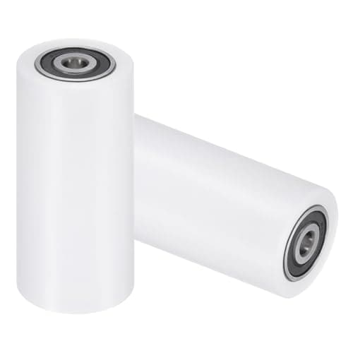 Image of sourcing map 2Pcs Nylon Roller Wheel with Bearings, 10 x 50 x 100mm (ID. x OD. x L) CNC Guiding Wheel Flat Belt Idler, Nylon Pulley (White)