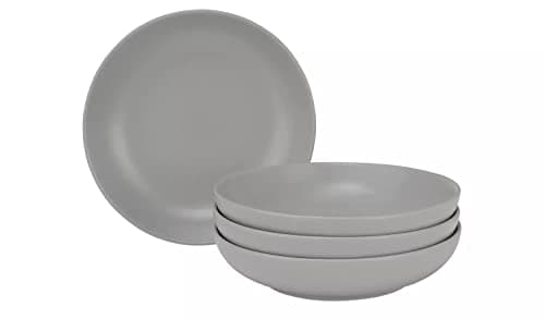 Image of JAYOGLA Stoneware Pasta Bowls, Matt Grey, Set of 4, Brights Collection