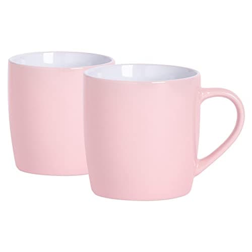 Image of Argon Tableware Coloured Coffee Mugs - Pink - 350ml - Pack of 2 - Gloss Ceramic Stoneware Latte Cappuccino Cups Hot Chocolate Cups Colourful Mug Set with Handle