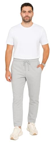 Image of H&F Men Open Hem Tracksuit Bottoms Joggers Fleece Pants Slim Fit Sweatpants Draw String Gym Sports Trouser Jogging Bottoms Zip Pockets Plus Size Yoga Set S M L XL 2XL 3XL 4XL 5XL (L, Light Grey)