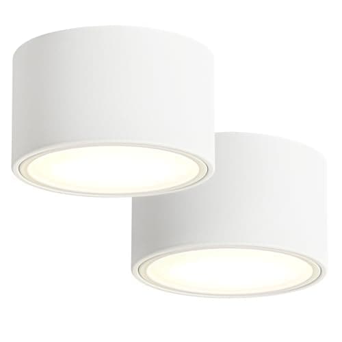 Image of KYOTECH 2 x LED Surface Spotlights, 3000K Ceiling Spotlights Matt White 6W 550LM GX53 – Diameter 95 x 55 mm 230 V for Bedroom Living Room