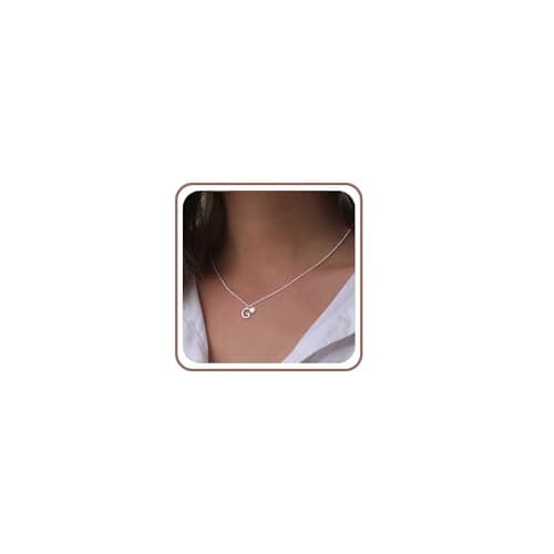 Image of Aretas Womens Sterling Silver Initial Heart Necklace Gifts for Ladies Teenage Girls Personalised Name Letter G Pendant Silver Jewellery Anniversary Birthday Presents for Teen Girls 15 16 17 18