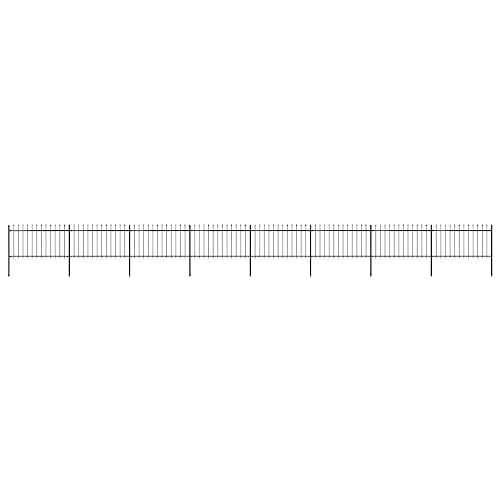 Image of vidaXL Garden Fence Spear 13.6x1m Outdoor Panel Barrier Border Decorative Landscape Privacy Edges Black Steel Rust-Resistant Metal