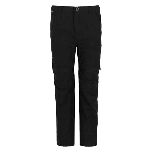 Image of Regatta Junior Highton Stretch Zip Off Trousers Water Repellent Hiking Walking 2-1 Pants Black
