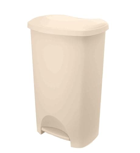 Image of Addis 50 Litre Pedal Bin – Durable Plastic Kitchen Rubbish Bin with Easy Foot Pedal, Soft-Close Lid & Large Capacity – White Sand