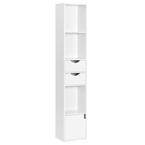 Image of WOLTU Bookcase, Standing Shelf with Drawers, Office Storage Shelf for Living Room, Bedroom, White, 30x24x158cm, SK028ws