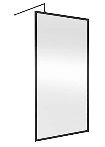 Image of Hudson Reed WRFBP1911 Full Outer Frame Wetroom Screens Full Outer Frame 8mm Toughened Safety Glass Wetroom Screen, 1950mm x 1100mm, Matt Black