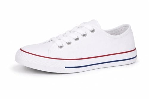 Image of GladRags Boys Girls Kids Lace Up Canvas Low Top Trainers, Pumps, Plimsolls, White, Size Youth 6