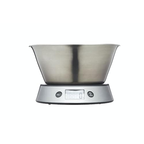 Image of Taylor Pro Digital Kitchen Food Scales with Removable Bowl, Professional Standard with Tare Feature and Precision Accuracy, Stainless Steel Finish, Weighs 5 kg Capacity, Silver