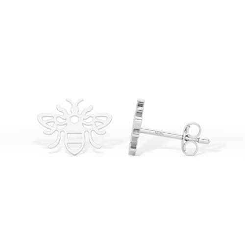 Image of Heather Needham Silver Honeybee Stud Earrings in Rhodium Plated Sterling Silver - 7.5mm - Gift Boxed 197