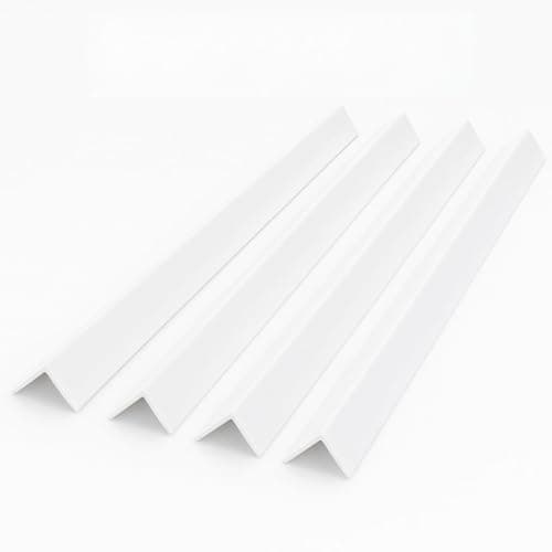 Image of Homesmart White 1 Metre UPVC Plastic Rigid Angle Corner Trim 10 x 10mm, 90 Degree Right Angle Profile, Durable Weatherproof uPVC Moulding for Wall Edges, Corners, DIY, Bathroom & Kitchen, Pack of 4