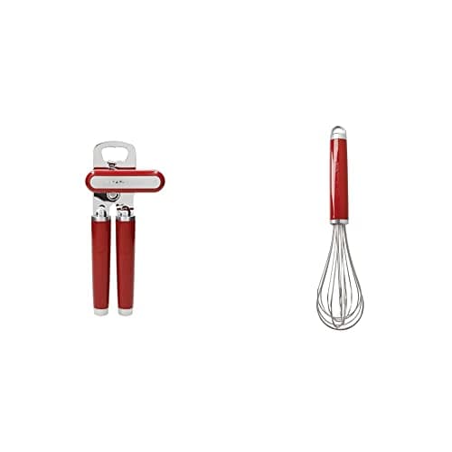 Image of KitchenAid Stainless Steel Tin Opener – Empire Red & Stainless Steel Whisk – Empire Red