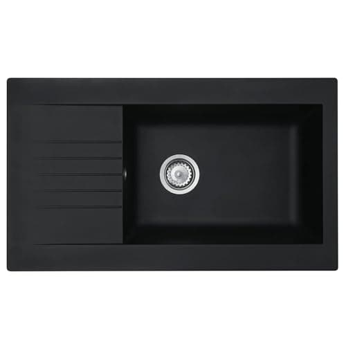 Image of Liquida KAV860BL 1.0 Bowl Composite Reversible Inset Black Kitchen Sink, (mm): W860 x D500 x H200
