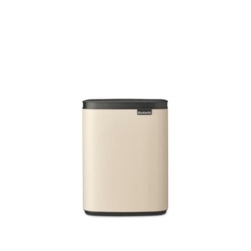 Image of Brabantia Bo Waste Bin 7L | Compact Rectangular Rubbish Bin with Soft-Close Lid and Removable Inner Bucket | Wall-Mountable or Freestanding Design for Bathroom, Kitchen, or Office | Soft Beige