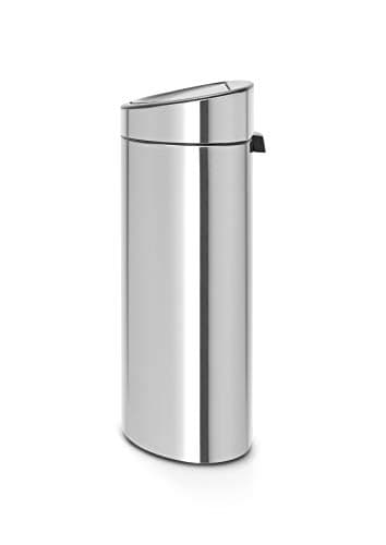 Image of Brabantia 40L Kitchen Touch Bin New (Matt Steel FPP) Removable Lid, Soft-Touch Open, Flat Back, Easy Clean Rubbish Waste Bin + Free Bin Bags, Matt Steel Fingerprint Proof