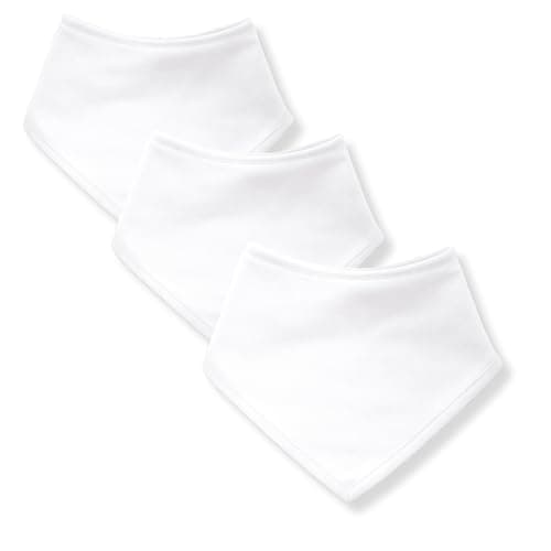 Image of Baby Togs Baby Bandana Bibs 3 Pack, 100% Cotton Dribble Bibs For Boys & Girls 0-24 Months, Teething Bib, Milk Feeding Bib White, One Size