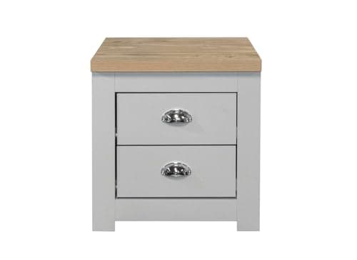 Image of Birlea Highgate 2 Drawer Bedside Grey & Oak Effect