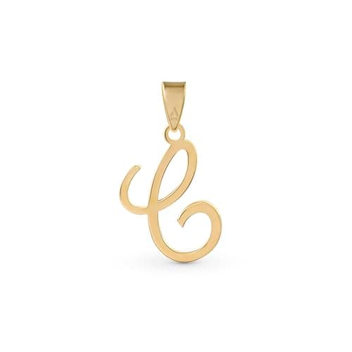 Image of Amberta Italian 9ct Gold Initial Pendant for Women Men | Solid Gold Letter Pendant without Chain: Letter C