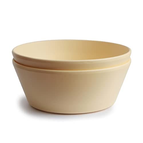 Image of Mushie Dinnerware Bowls for Kids | Tableware Set of 2 Reusable BPA Free Bowls | Dishwasher & Microwave Safe | Made in Denmark | Round (Pale Daffodil)