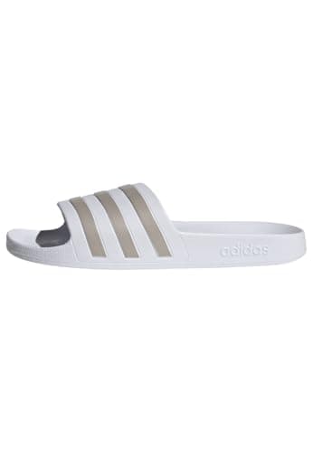 Image of adidas Unisex Adilette Aqua Slides, Cloud White/Platinum/Cloud White, 11 UK