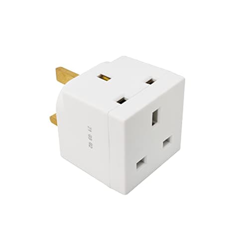 Image of Swiss Edge 2 Way 3 Pin Power Adapter Plug Splitter - Cube Electric 13A Multi Wall Plug Extension Double Socket UK (Pack of 1)