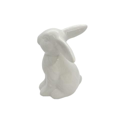Image of Vgvgaj White Porcelain Easter Rabbit Figurines, Rabbit Figurines, Ceramic White Rabbit Statues Home Decor Rabbits Ornaments