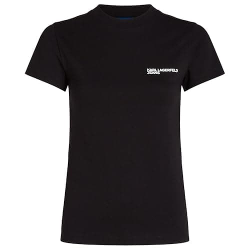 Image of KARL LAGERFELD JEANS, Women's, Slim Short Sleeve Essential Logo Tee, Slim Fit, Black, S