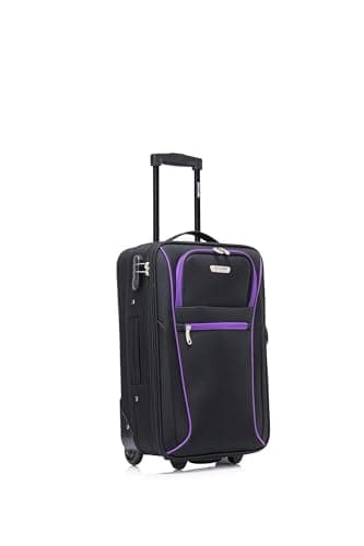 Image of Cabin Suitcase 20" Carry On Suitcase Super Lightweight Luggage 20% Expandable 2 Wheel Soft Shell Luggage with Built in Combination Lock for All Airlines EasyJet Ryanair British Airways 55x35x20