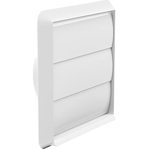 Image of 4-inch White Gravity Grille 155mm External Dimension Ducting Air Vent with 100mm - 4 inch Round Rear Spigot and Not-Return Shutters