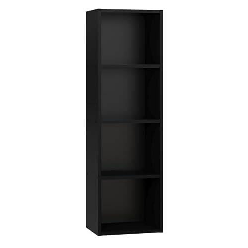 Image of Panana 2-6 Tier Cube Bookcase, Wooden Book Shelving Freestanding Storage Unit Open Shelf For Home Office Display (Black, 4 Tier)