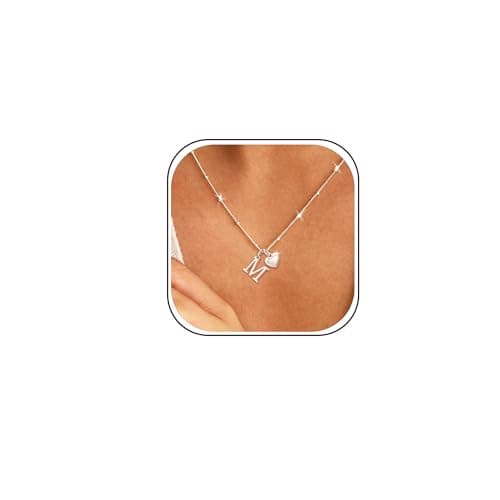 Image of Smilya S925 Silver Necklace for Women Girls Hypoallergenic A-Z Initial Heart Letter Necklace for Women Sterling Silver Necklaces for Women Birthday Gifts
