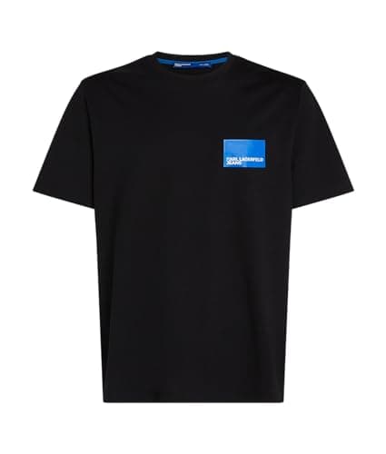 Image of KARL LAGERFELD JEANS, Men's, Regular Short Sleeve Box Logo Tee, Regular Fit, Black, XS