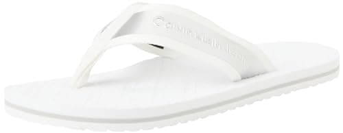 Image of Calvin Klein Jeans Men's Beach Sandal in MET Flip Flop, Bright White/Formal Gray, 7