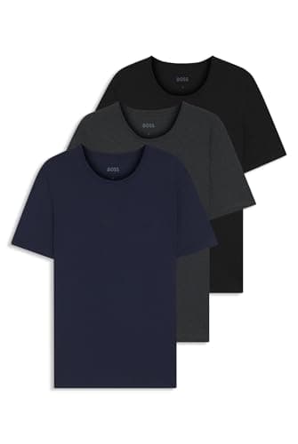 Image of BOSS Mens Tshirt RN 3P Classic Three-Pack of Cotton Underwear T-Shirts with Logos