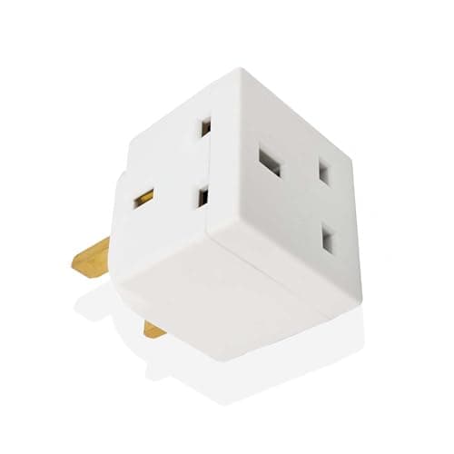 Image of 2 Way 3 Pin Power Plug Adaptor Splitter 13A Multi Wall Plug Cube 3 pins Socket Splitter Extension Plug adaptor UK Socket Splitter Block for Kitchen, Home, Office etc (pack of 1)
