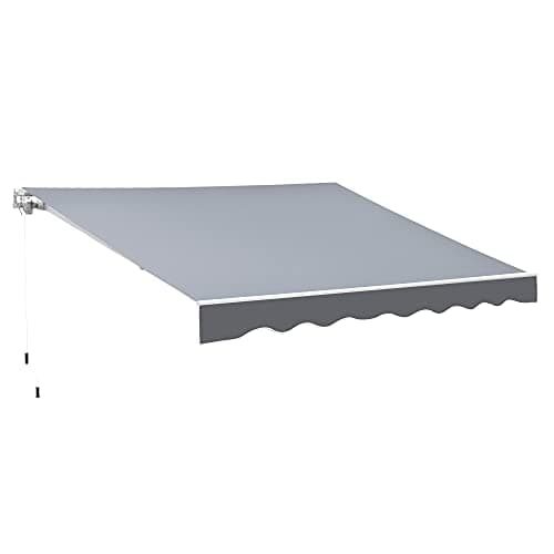 Image of Outsunny 2.5m x 2m Retractable Awning, DIY Garden Awning Canopy, Anti-UV Sun Shade Shelter with Aluminium Frame and Crank Handle, Grey