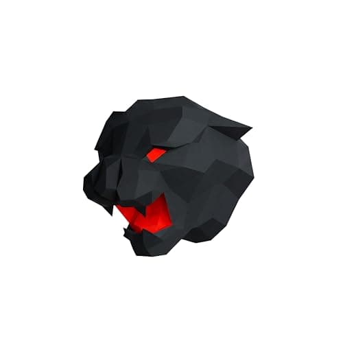 Image of Yona DIY Black Panther Head Papercraft kit, Abstract Low Poly Animal DIY kits, Home decor, 3D Puzzle, kids crafts kits, Gift, origami 3D, Paper sculpture, Papercraft set for adults wall mount decor