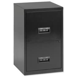 Image of Pierre Henry Filing Cabinet Steel Lockable 2 Drawers A4 Maxi W400xD400xH660mm Black Ref 099001