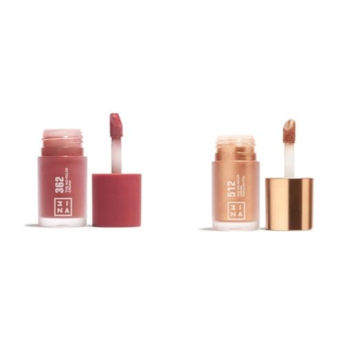 Image of 3INA MAKEUP - The No-Rules Cream 362 + The No-Rules Cream Highlighter 512 - Pink Liquid Blush + Liquid Highlighter Gold - Blush and highlighter for Sensitive Eyes Lips & Cheeks -Vegan - Cruelty Free