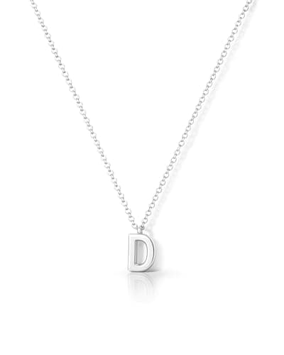 Image of HANLI Silver Initial Necklaces for Women Teen Teenage Girls – S925 Sterling Silver Letter D Initials Name Personalised Necklace Dainty Cute Trendy Girls Birthday Christmas Gifts Jewellery