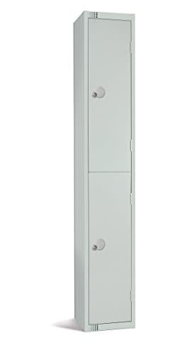 Image of The Products Store Two-Door Compartment Locker, Secure Storage Space for Any Workplace. Strong Steel Construction, Airflow Venting System, 1800mm H X 300mm W X 300mm D (Mid Grey)