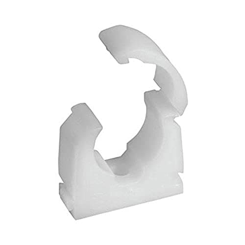 Image of Merriway BH04498 (15 Pcs) Single Hinged Snap Close Pipe Clip, White 15 mm - Pack of 15 Pieces