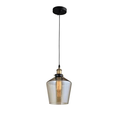Image of TEKLED Amber Glass Schoolhouse Ceiling Light | E27 Screw Bulb Base | Modern Rustic&Vintage Design Pendant Light | for Bar Kitchen Island Dining Room Coffee Shop Restaurant | (Bulb not Included)