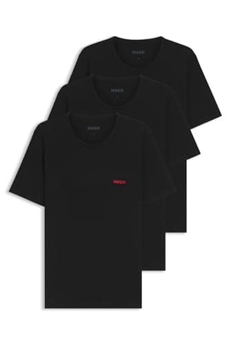 Image of HUGO Mens T-Shirt RN Triplet P 3-Pack of Cotton Underwear T-Shirts Black